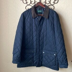 LAUREN Ralph Lauren Men’s XL Navy Quilted Coat Brown Corduroy Collar